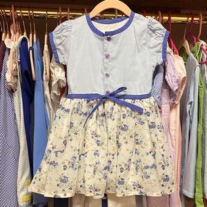 Well Dressed Wolf Blue and Cream Floral Dress